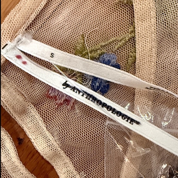 New Anthropologie The Layla Long-Sleeve Appliqué Mesh Blouse Size S - Picture 8 of 8